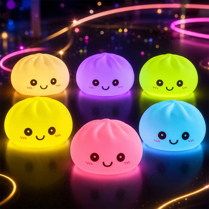 2027 Kawaii Dumpling Night Light - Cute Glowing Dumpling Steamer Desktop Ornament and Gift Decor