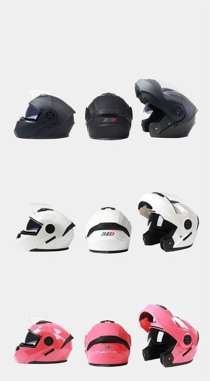 BLD Personalized Full Face Motorcycle Helmet – Dual Lens Modular Flip-Up Casco Moto for Men & Women