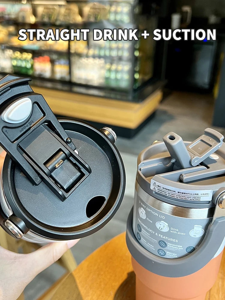 Tyeso Double-Layer Insulated Coffee Cup – Large Capacity Portable Stainless Steel Ice Cream Cup