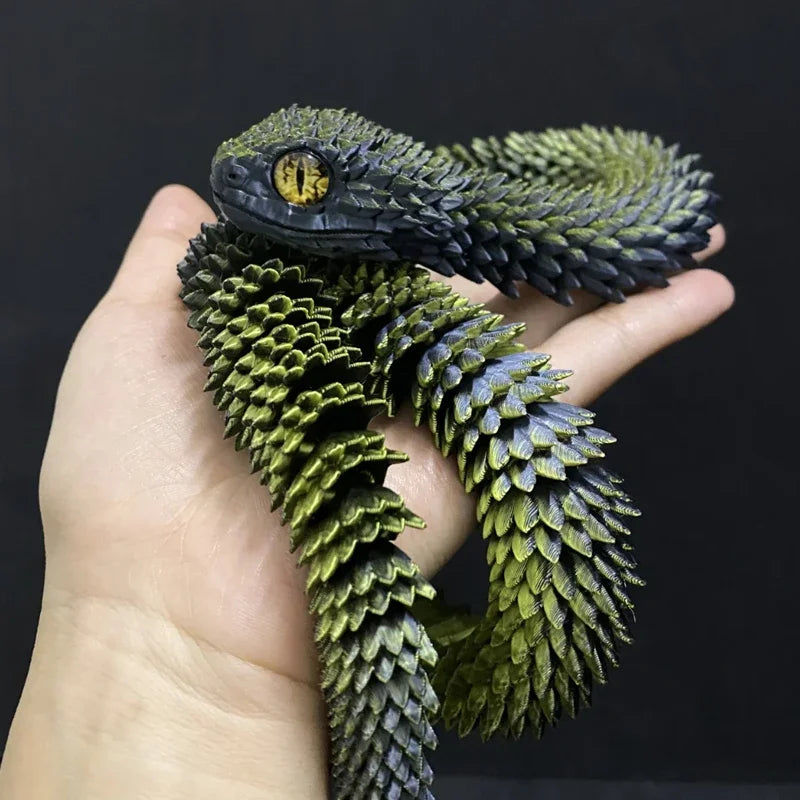 3D Printed Snake Egg Mold – Creative Decompression Rotatable Articulated Snake Desktop Ornament & Realistic Animal Toy for Kids