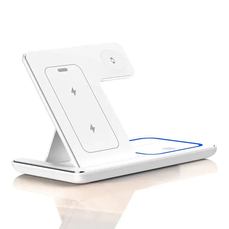 200W 3-in-1 Wireless Charging Stand – Foldable Fast Charging Dock for iPhone 16-8, Apple Watch & AirPods