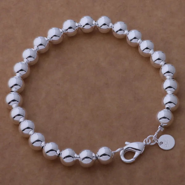 925 Sterling Silver Bead Bracelet – High-Quality Romantic Chain for Women, Fashion Jewelry Gift for Engagement, Party & Wedding