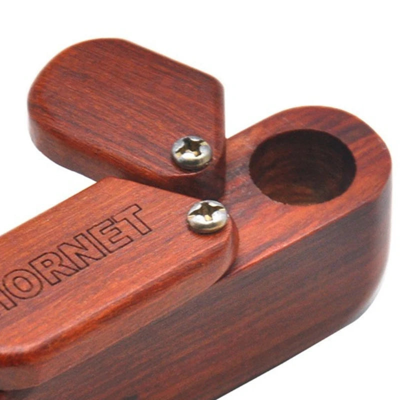 New HORNET Rotating Wood Pipe – Portable Wooden Pipe with Built-in Storage Box