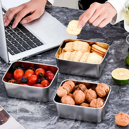 6-Piece Stainless Steel Food Storage Containers Set - Leakproof Stackable Reusable Lunch Boxes for Camping, Picnic & School