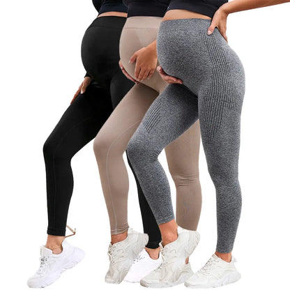 Elastic High Waist Maternity Leggings Skinny | Belly Support Postpartum Leggings Body Shaper | Fitness Trousers for Pregnant Women