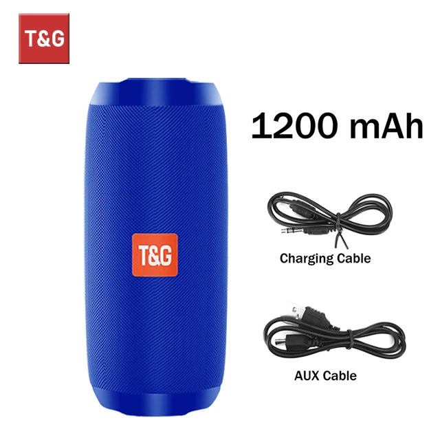T&G TG117 Bluetooth Speaker - Portable Waterproof TWS Stereo Sound Box with TF Card & FM Radio for Outdoor Music