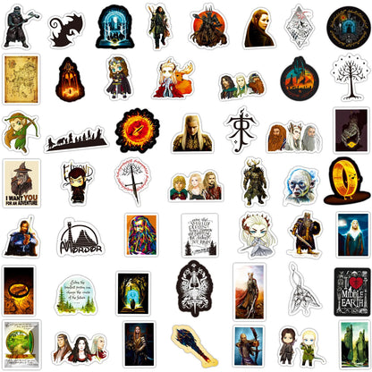 50pcs The Hobbit Graffiti Stickers — Waterproof Decals for Laptop, Water Bottle, Bicycle, Luggage, Skateboard, Kids & Adults