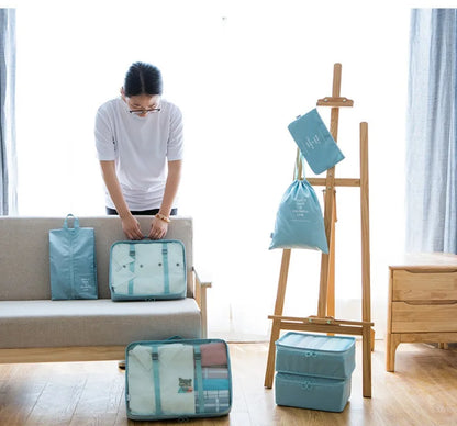 7 Piece Travel Bag Organizer Set - Luggage & Clothing, Shoes, Blanket Packing Cubes & Pouches