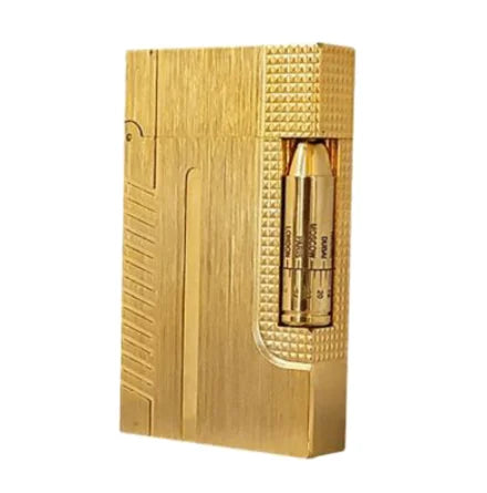 JT.Dunant Luxury Brass Gas Lighter - Refillable Butane Cigarette & Cigar Accessory with Vertical Pattern Design