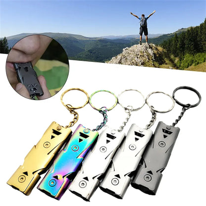 Double Pipe Survival Whistle Keychain – High Decibel Emergency Outdoor Camping Tool 1PC
