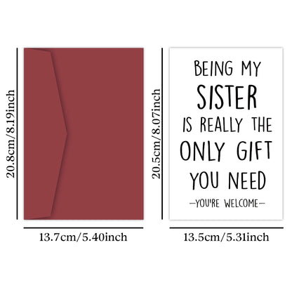 Funny Birthday Card for Sister – Humorous Greeting Card with Envelope, Personalized Sister Gift Birthday Wishes Card