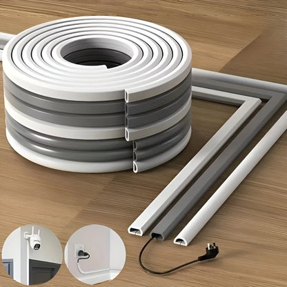 Cable Management Sleeve - 118" Self-Adhesive PVC Cord Hider for Wall & Floor, Insulated Wire Cover