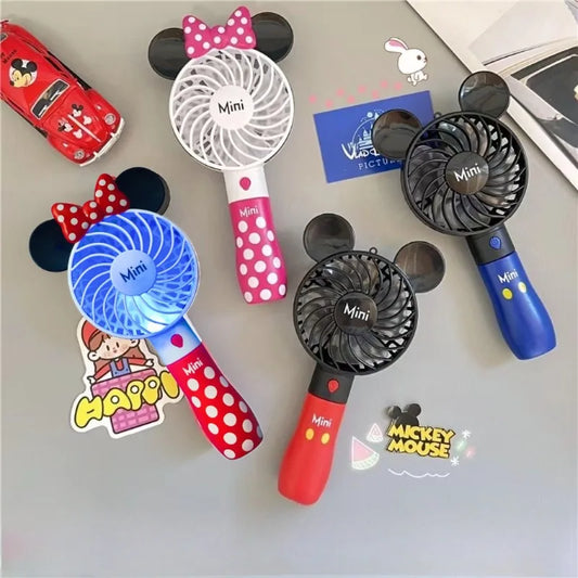 Mickey Mouse Cartoon USB Rechargeable Handheld Fan – Cute Anime Character Desktop Electric Fan with Night Light, Kawaii Gift Toy