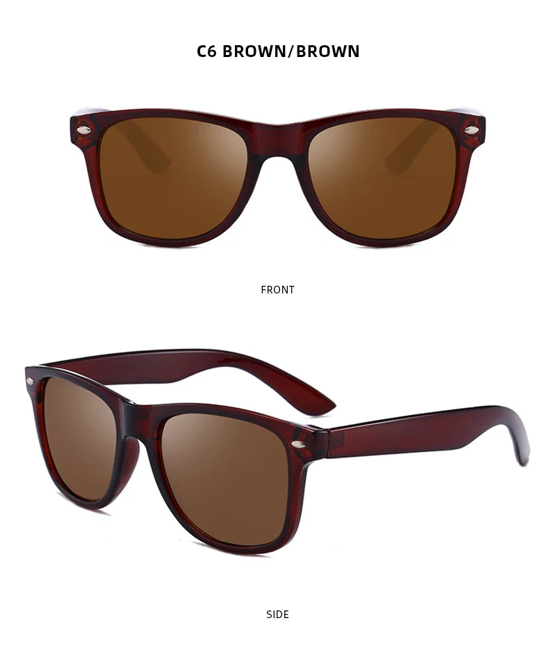 Classic Square Polarized Sunglasses – Retro Black Anti-Glare Driving Shades for Men & Women