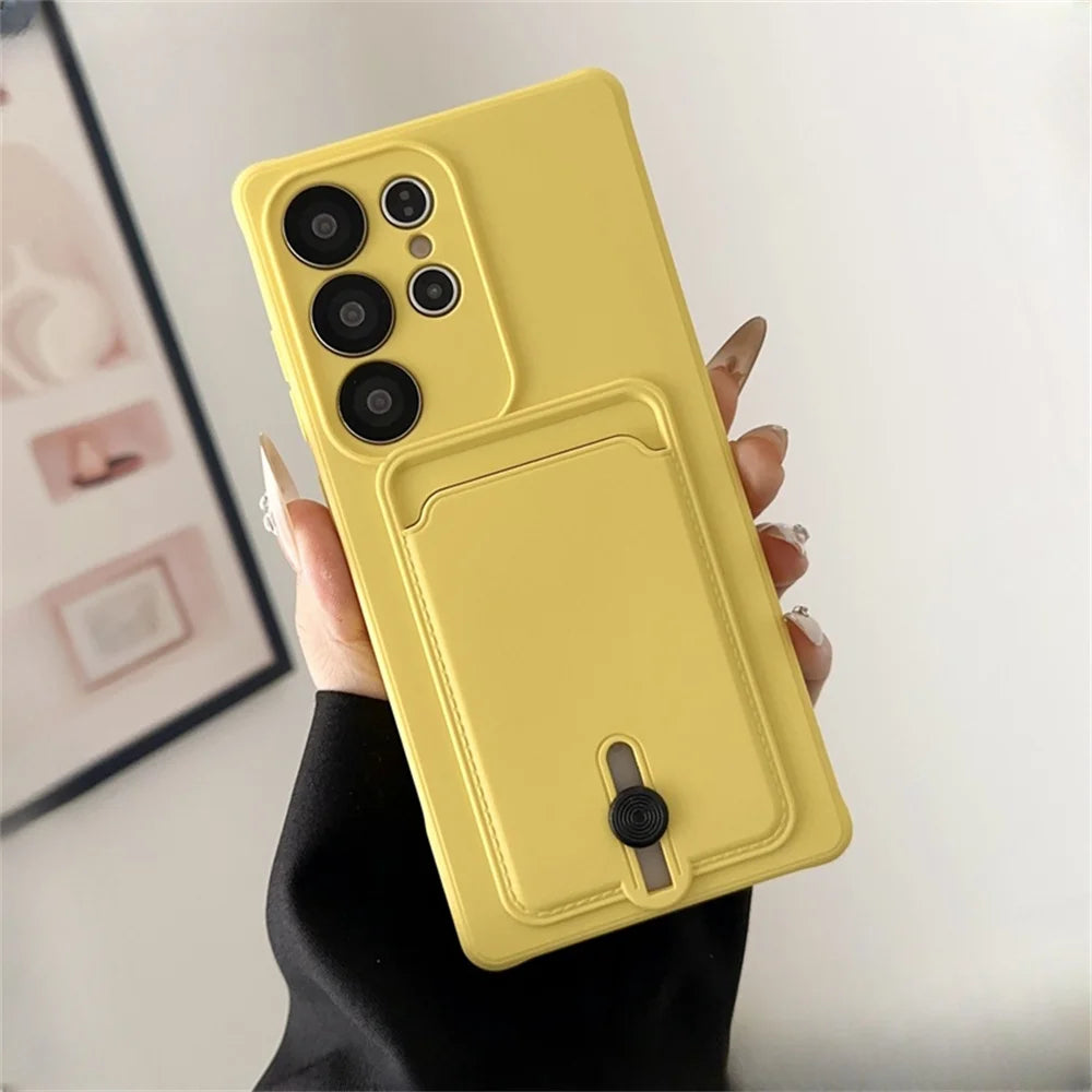 Liquid Silicone Samsung Galaxy Wallet Case with Card Holder – Shockproof Cover for S26/S25/S24 Ultra, Plus, FE & A56/A55/A54 Series