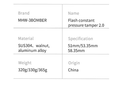 MHW-3BOMBER 30lb Calibrated Coffee Tamper – 51mm/53mm/58mm Flat Espresso Tamper with Spring-Loaded Pressure for Baristas