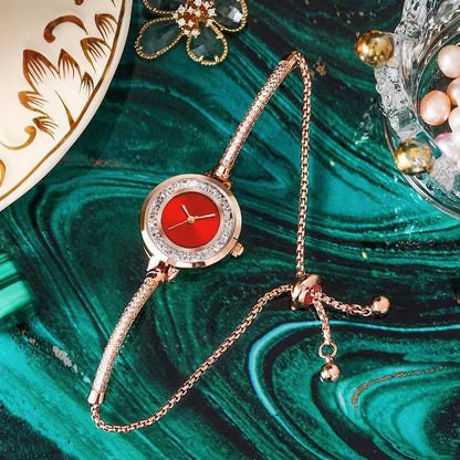 2024 Fashion Women's Wristwatch – Gold Bracelet with Small Dial, Elegant Quartz Steel Watch for Women