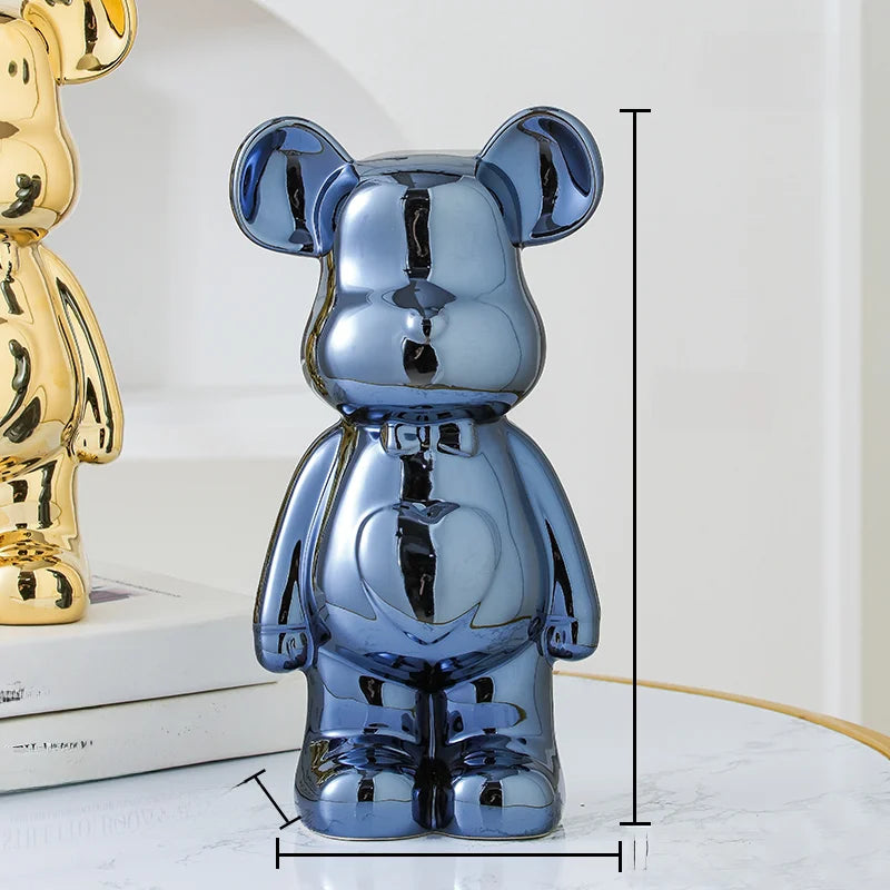 Aesthetic Ceramic Teddy Bear Statue – 17/27cm Bear Figurine Home Decor Ornament