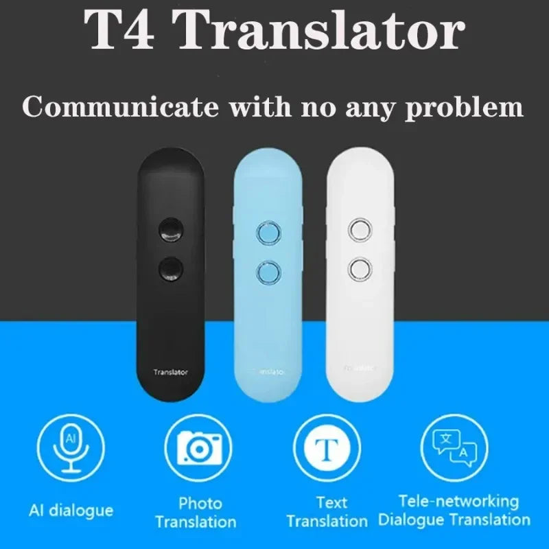 2024 T4 Portable Wireless Smart Voice Translator – 40 Languages Real-Time Two-Way Instant Translation Device with App & Bluetooth Support