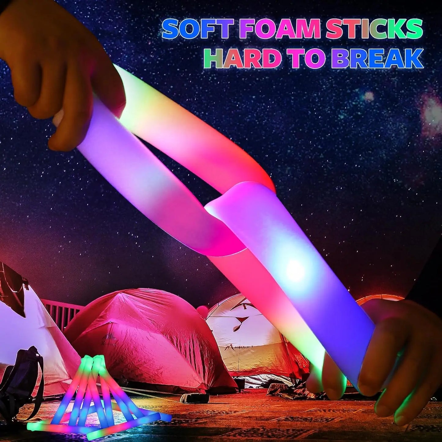 400-30PCS LED Foam Glow Sticks – 3 Modes Party Supplies for Weddings, Birthdays, Concerts, Halloween & Christmas