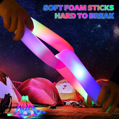 400-30PCS LED Foam Glow Sticks – 3 Modes Party Supplies for Weddings, Birthdays, Concerts, Halloween & Christmas