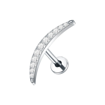 Titanium CZ Tragus & Helix Stud – Internally Threaded Labret Lip Ring Piercing Earring (1PC)