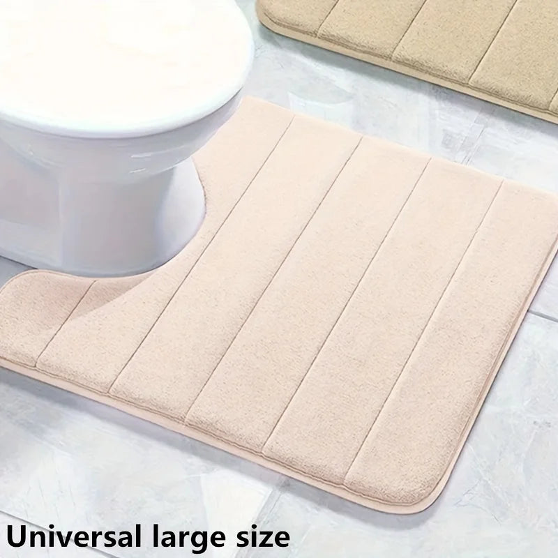 U-Shaped Toilet Mat - Memory Foam Bathroom Carpet, Anti-Skid & Super Absorbent Bath Mat