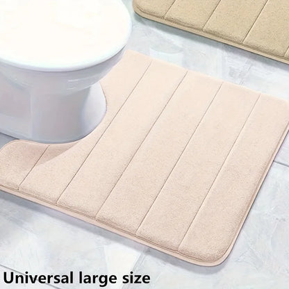 U-Shaped Toilet Mat - Memory Foam Bathroom Carpet, Anti-Skid & Super Absorbent Bath Mat