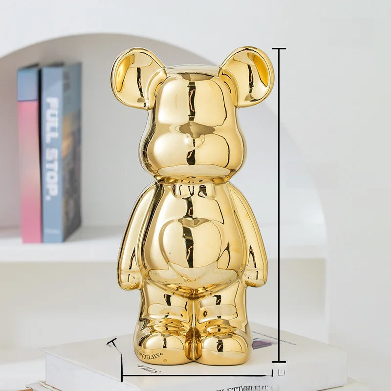 Aesthetic Ceramic Teddy Bear Statue – 17/27cm Bear Figurine Home Decor Ornament