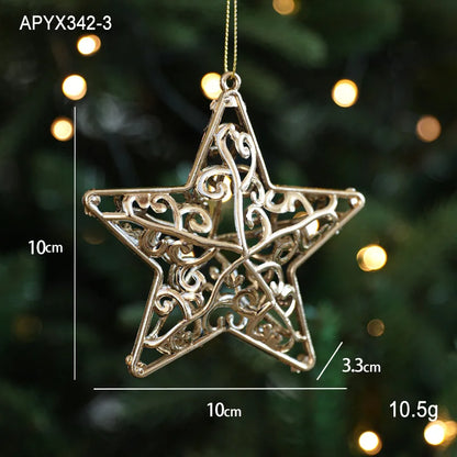 Christmas Tree Ornaments – Gold Plastic Balls with Butterfly, Dragonfly, Angel & Snowflake Decorations