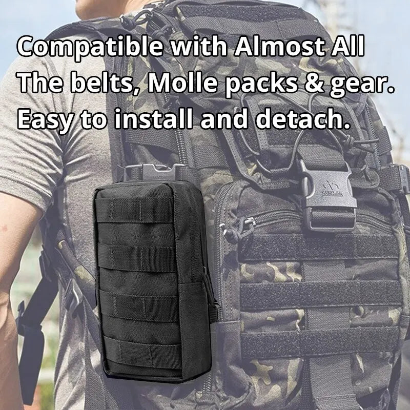 Black Outdoor Tactical Molle Waist Bag: 1000D Oxford Military Storage Fanny Pack for Hunting, Backpack, and Tactical Vest Attachment
