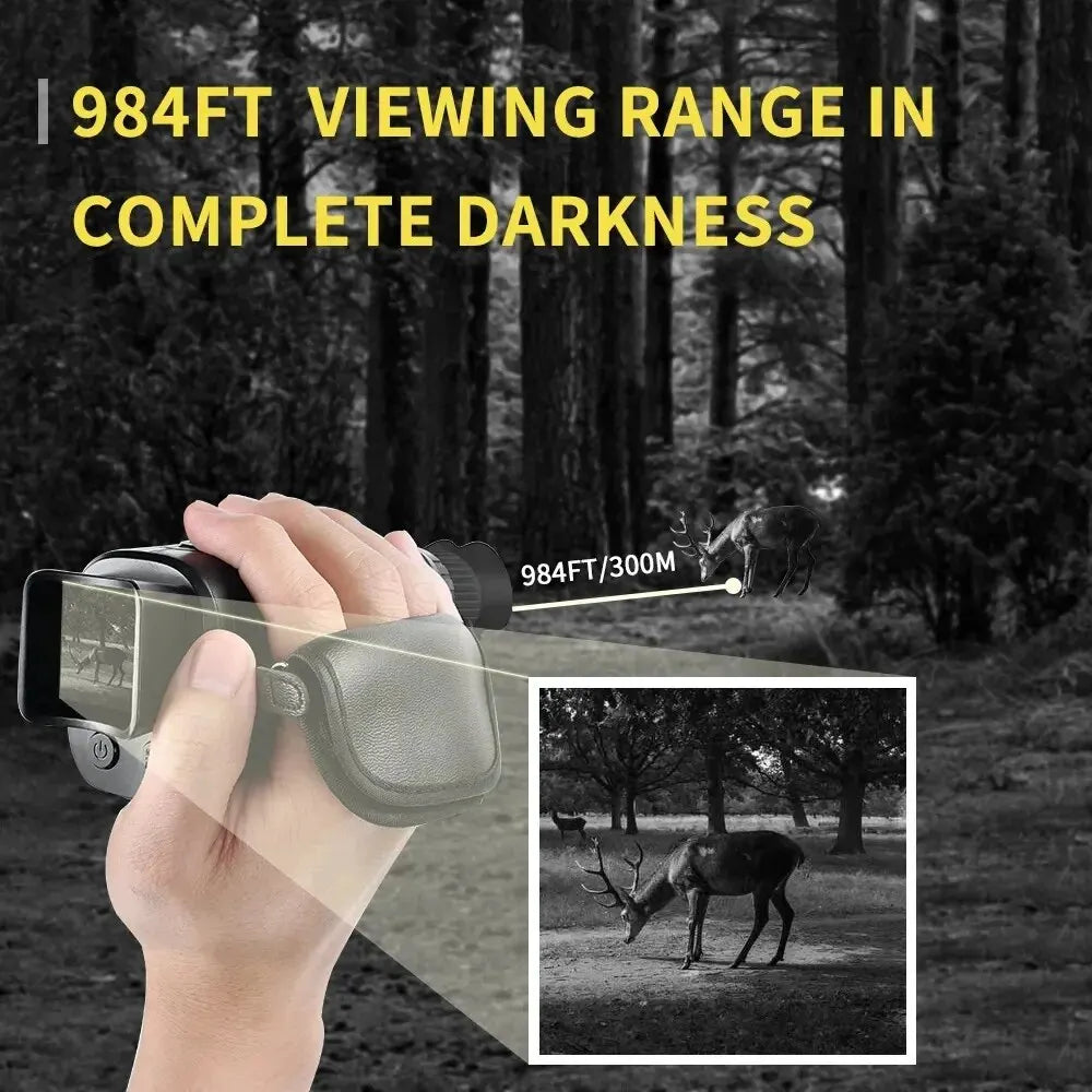 1080P HD Monocular Night Vision Scope – 5X Zoom Infrared Hunting Telescope, 300m Range in Full Darkness