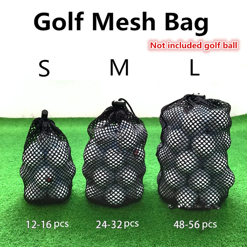 Lightweight Sports Mesh Golf Ball Carrying Bag – Nylon Drawstring Storage Pouch for 16/32/56 Balls, Durable Golf Practice and Training Ball Bag