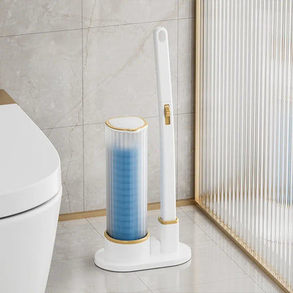 Wall-Mounted Disposable Toilet Brush Set - Easy Replacement Heads, Efficient Cleaning Tool for Bathrooms