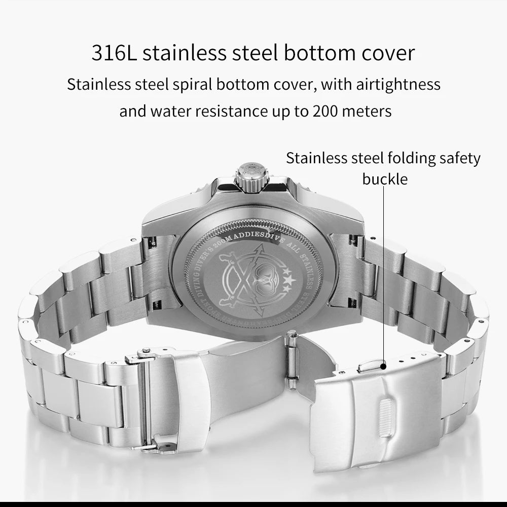 ADDIESDIVE Men's Stainless Steel Quartz Watch — Waterproof Business & Outdoor Sports Timepiece