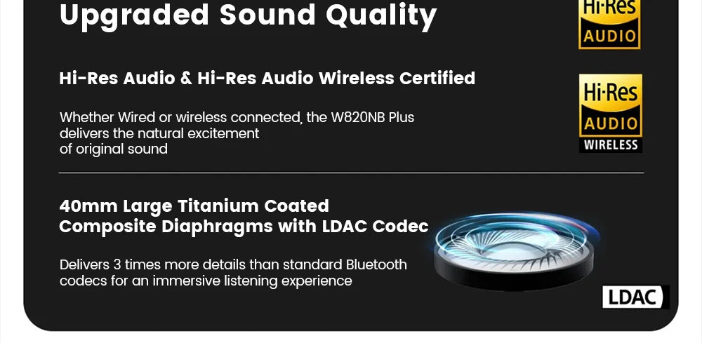 Edifier W820NB Plus Wireless Headphones – 43dB ANC, Hi-Res LDAC, 49H Playtime, Over-Ear Bluetooth Headset