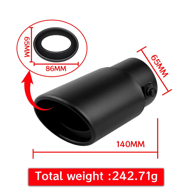 2.5" Black Car Exhaust Muffler Tips - Rear Tail Pipes for Custom Exhaust Systems