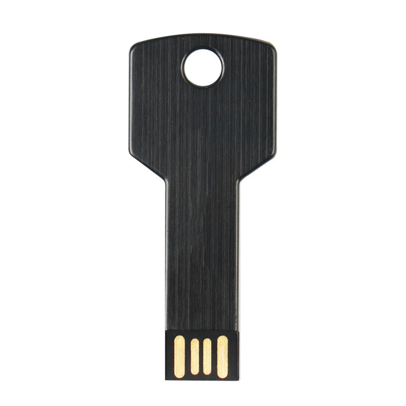 64GB Metal Key-Shaped USB Flash Drive – High-Speed U Disk, Real Capacity Storage (Black/Silver)