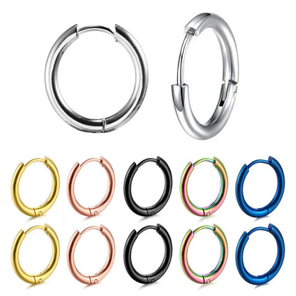 Tiny Stainless Steel Hoop Earrings - 8-20mm Dainty Round Ear Buckle Piercing Jewelry for Women & Men