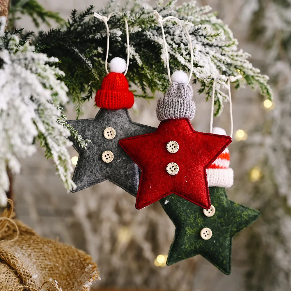 Red Star Christmas Tree Ornament – DIY Xmas Pendant New Year Party Gift Home Decor Noel Navidad