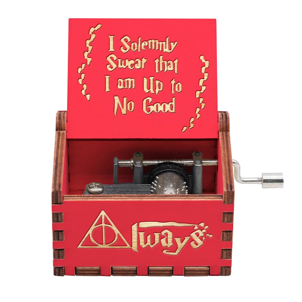 Hand-Cranked Wooden Music Box - Vintage Carved Musical Keepsake for Christmas, Birthdays, and Special Gifts