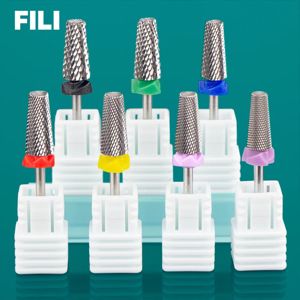 5-in-1 Tungsten Carbide Nail Drill Bits - Nail Art Equipment, Rotary Mills Cutter for UV Gel Removal & Manicure Tool
