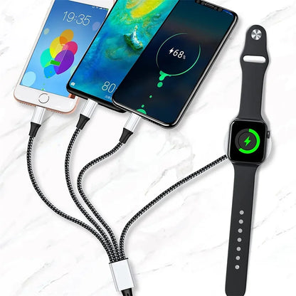 4-in-2 Multi Watch Charging Cable – Fast USB Type-C Charger for iWatch, iPhone, AirPods & iPad Accessories