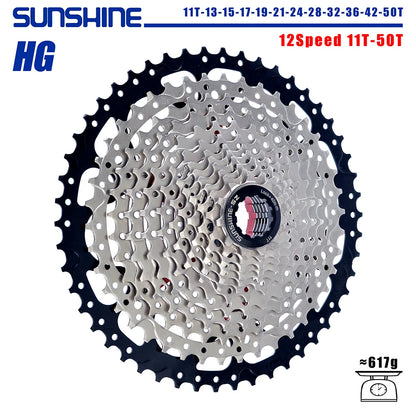 SUNSHINE Bicycle Cassette 8-12 Speed Freewheel - 32T to 52T Sprocket for Shimano/SRAM HG Flywheel