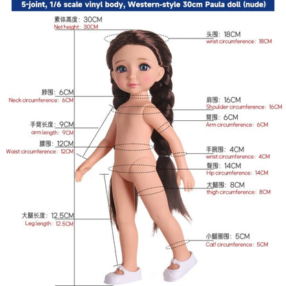 12-Inch Girl Doll – 30cm Dress-Up Toy, Perfect Gift for Children