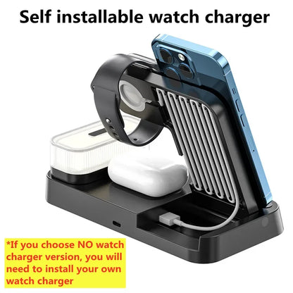 30W 3 in 1 Wireless Charger Stand with Alarm Clock and Night Light - Fast Charging Pad for iPhone, Samsung Galaxy, and iWatch