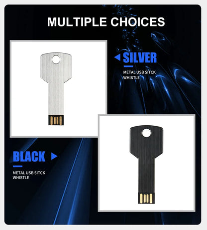 64GB Metal Key-Shaped USB Flash Drive – High-Speed U Disk, Real Capacity Storage (Black/Silver)