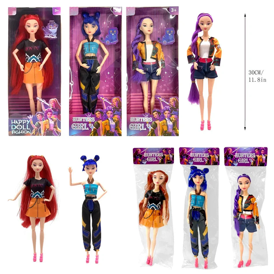 NEW KPop Demon Hunters Doll Toy — Rumi Mira Zoey Action Figure, Princess Baby Girl DIY Plastic Toy for Girls