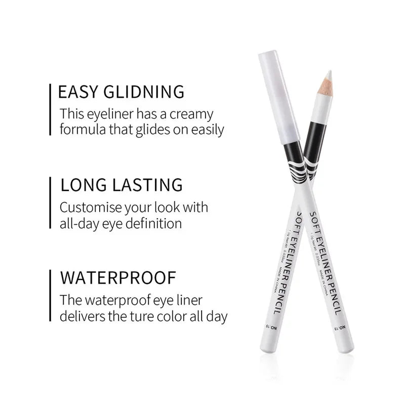 Waterproof White Eyeliner Pencil – Quick-Dry, Long-Lasting No-Bloom Eye Liner Pen for Professional Makeup