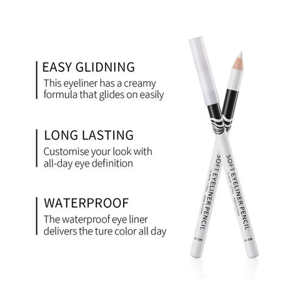 Waterproof White Eyeliner Pencil – Quick-Dry, Long-Lasting No-Bloom Eye Liner Pen for Professional Makeup